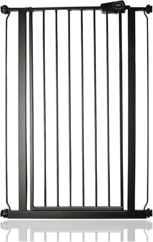 Safetots Extra Tall Metal Safety Gate Pressure Fit, 75cm - 82.6cm, Matt Black, 104cm in Height, Extra Tall Stair Gate, Tall Baby Gate, Easy Installation