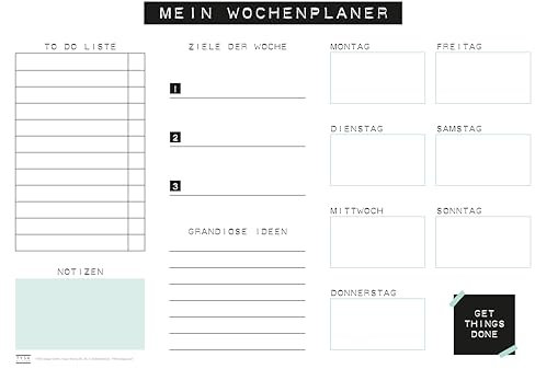 TYSK Design Schreibtischunterlage Mint 2er Pack (Design wählbar) Tischunterlage aus Papier zum Abreißen DIN A3 to Do Liste Notizblock Wochenplaner