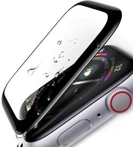 GENIE FORCE Onyx Premium 3D Full Screen Coverage iWatch 40mm Gorilla Schutzglas Schutzfolie Panzerfolie für Apple Watch 40mm Series 4/5/6/SE - SCHWARZER Kanten