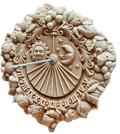 Meridiana - Reloj de sol decorativo (terracota italiana, resistente a las heladas y a la intemperie, hecho a mano, 35 cm)