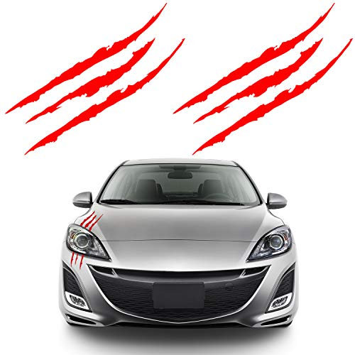Bonfinity 2 Adesivi Auto a Forma di Graffi Tuning Sport | Stickers Adesivi Artigli Mostro Moto Macchina Esterni 40 x 3 cm (Rosso)