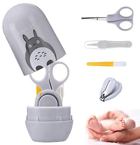 Baby 4in1 Nagelknipser Neugeborene, Premium Baby Maniküre Set mit sicherem Baby Nagelknipser,Schere,Pinzette und Nagelfeile, mit süßem Totoro Verpackung für Neugeborene, Kleinkinder, Kleinkind, Kinder