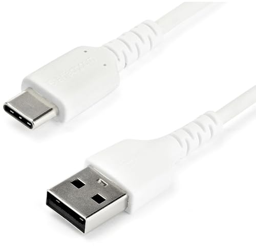 StarTech.com RUSB2AC2MW USB A auf USB C Kabel (2m, hochwertiges USB 2.0-Datenübertragungs- und Ladekabel, Aramidfaser, St/St (RUSB2AC2MW) weiß