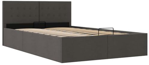 vidaXL Stauraumbett Hydraulisch Polsterbett Doppelbett Bett Schlafzimmerbett Stoffbett Bettrahmen Bettgestell mit Stauraum Dunkelgrau 120x200cm