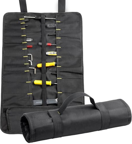 ZffXH Tool Roll Organizer Bag Oxford Fabric 22 Pockets Handy Wrench Pouch Electrician-Tools not Included-Black