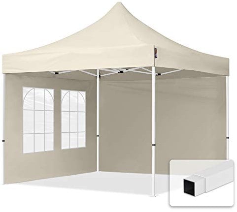 TOOLPORT 3x3m Pavillon Faltpavillon Klappzelt inkl. 2 Seitenteile Stahl Faltzelt Garten Partyzelt Creme