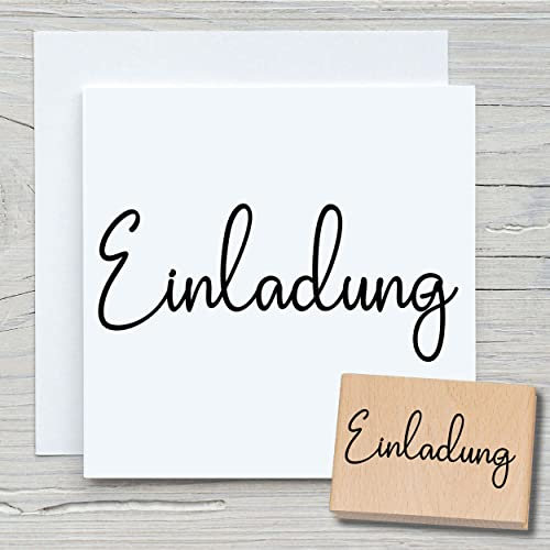 NEWSTAMPS Stempel Einladung 02 Motivstempel groß aus Holz & Gummi zum Karten und Geschenke basteln, Holzstempel für Geburtstag, Spruchstempel, Anlässe, Schrift, Scrapbook, Textilstempel, Deko