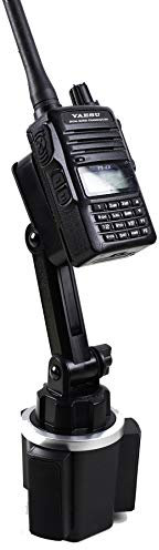 Höhenverstellbare Getränkehalter-Halterung für BaoFeng Icom Kenwood Yaesu Handhelds jetzt mit Mikrofonhalter