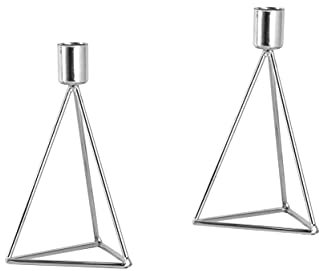 ECHTWERK 2-teiliges Teelicht-/ Kerzenhalter Set Modern Small, Silber-Edition, Geometrisches Design, Votiv Kerzenhalter für Wohnzimmer/Esstisch, Tischdeko für Hochzeiten, 9,5 x 9,5 x 16,5 cm