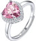 Suplight Damen Ringe aus 925 Sterling Silber Kristall Fingerring mit Geburtsstein Oktober in Herzschnittform Zirkonia Damenring Synthetischer rosa Turmalin