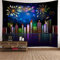 Banemi Dekostoff Gobelin, Feuerwerk mit Blick Auf Die Stadt Bei Nacht Dunkelblau Polyester Wandteppich Kinder 240X220cm
