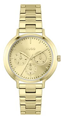 HUGO Multi Zifferblatt Quarz Uhr für Damen mit Gelbgoldfarbenes Edelstahlarmband - 1540120