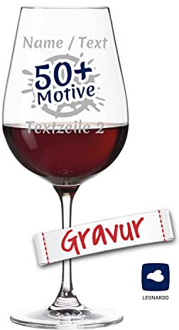 LEONARDO Rotwein Weinglas mit Gravur personalisiert/Namen, Rotweinglas graviert als Geschenk zum Geburtstag Jahrestag Hochzeit Verlobung (TIVOLI, 580 ml)