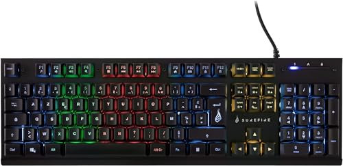 Surefire Kingpin X2 Clavier de Jeu Français multimédia Gaming avec éclairage RVB avec Panneau Avant en Aluminium 25 Touches Anti-ghosting Disposition française AZERTY