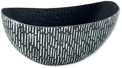 DARO DEKO Metall Schale Schiff 25 x 11,5cm schwarz-weiß Blumenschale Pflanzschale Planztopf