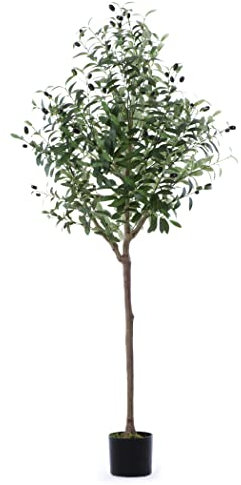 Howngyesimu Künstlicher Olivenbaum, 1,5 m, hoch, künstlicher Topf-Olivenbaum, Seidenbaum, künstlicher Baum für modernes Zuhause, Büro, Wohnzimmer, Bodendekoration, Innen- und Außenbereich,