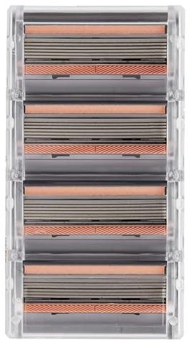 Confezione da 4 rasoi da donna SmoothGlide Premium – Rasoi a 6 lame diamantati per donne con pelle sensibile – Ricarica di lame FFS con striscia di vitamina E lubrificante e rasoio bikini integrato