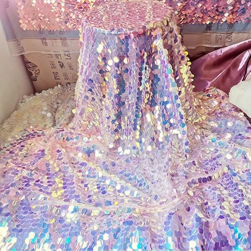 The Yard Laser-Meerjungfrauen-Pailletten-Stoff, glänzend, für Hochzeiten, Cosplay, DIY, Fotohintergrund, glitzerndes Tuch, 132 x 91 cm