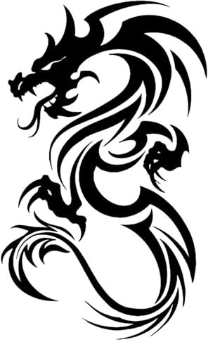 x3 Tatouage Éphémère dragon tribal - 1 lot de 3 Feuilles de tatouages temporaires | Bras, épaule, cou, cheville, main, jambe | Noir | Homme, Femme - TATTOO YOUR STYLE