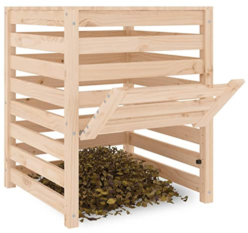 Tidyard Compostiera in Legno Massello di Pino, Contenitore per Compost, Raccogli Rifiuti da Giardino, Foglie ed Erbacce, 63,5 x 63,5 x 77,5 cm