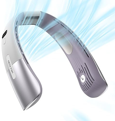 BEKFUN Ventilador de Cuello Portátil, 5 Velocidades 4000 mAh Ventilador USB Recargable Portatil,Abanico personal para hombres, mujeres, correr, viajar, al aire libre