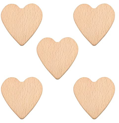 5 Stück Naturholz Schrankgriffe Holz Herz Ziehen Tür Schrank Badezimmer Griffe Haken Schubladenknöpfe für Kommode Kleiderschrank Schrank Türgriffe Einzelloch Knauf
