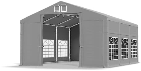 DAS Company Partyzelt Grau 5x6x2,5m Wasserfest 560g/m² PVC Plane Winterbau - Zeltgarage - Lagerzelt Winterfest - Dachzelt Hartschale - Pavillon - Zeltgarage - Winterzelt