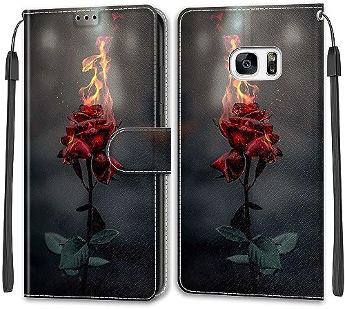 Mo-Beauty Kompatibel mit Samsung Galaxy S7 Edge Hülle, Handyhülle Samsung S7 Edge, PU Leder Flip Wallet Klappbar Tasche Etui Case Schutzhülle Lederhülle Klapphülle Handytasche (Rose)