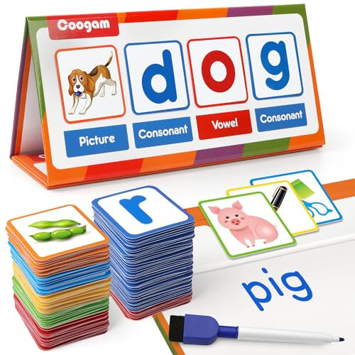 Coogam CVC Wortgenerator, magnetisches Desktop CVC Wortleser und Rechtschreibspielzeug, Montessori Bildungssprachspielzeug für Kinder im Alter von 3-4-5 Jahren