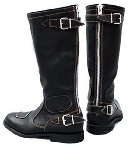 Stivali da Cavaliere da Uomo Stivali da Moto Stile Cowboy Occidentale Stivali Alti da Moto con Fibbia Scarpe da Equitazione da Esterno Vintage di Grandi Dimensioni