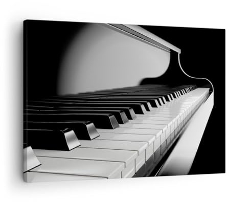 ARTTOR Bilder auf Leinwand 70x50cm Wandbild Schwarz-Weiß Musik - 5231 | Klavier Klein Wanddekoration Wohnzimmer Schlafzimmer Küche Wanddeko Wand Kunstdruck Wandkunst Wall Decor ARTTOR