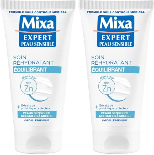 Mixa Expert Peau Sensible - Feuchtigkeitsspendende Balance-Pflege mit Haferextrakt + regulierendem Kupfer, 50 ml (Packung mit 2)