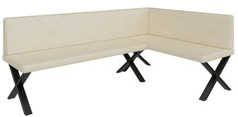 FURNISTAR Eckbank Akiko Metal X - Eckbankgruppe für Ihrem Esszimmer, Küche modern, Sitzecke, Essecke. Perfekt für Küche, Büro und Rezeption. Solide und Starke Verarbeitung. (196x128-Rechts-Soft18)