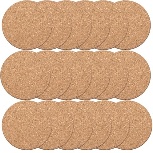 18pcs Round Brown Cork Coasters - Thick, Absorbent, Multi-use for Table, Tea, Drinks, Mugs, Glasses