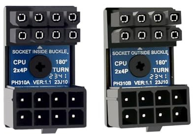 xiwai 2 Stück/Lot ATX 8 Pin 8P EPS Stecker auf Buchse, 360 Grad nach oben und unten abgewinkelt, Power Header Adapter für CPU 12 V, funktioniert nicht für PCI-E Power für Grafikkarten