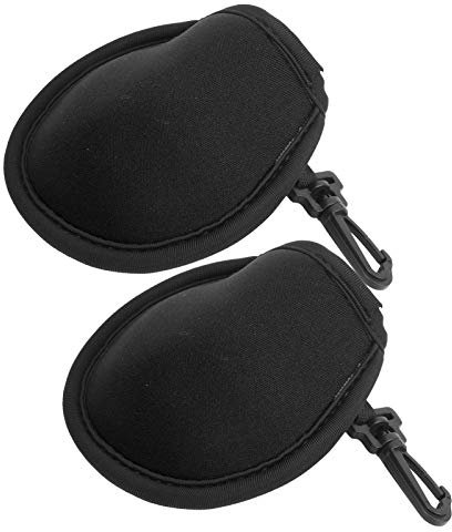 Golfballtasche, 2 Stück, Flauschiges Tuch, Neopren, Rund, Golfballtasche, Golftasche, Golfballtasche mit Haken Zum Aufbewahren von Golfbällen (Black)