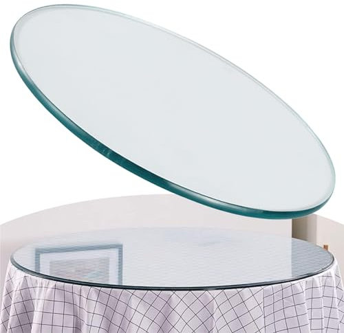 whalebee Glass Tischplatte Runde Glasscheiben Ø 50 65 75 80 90 100cm Dicke 7 Mm Transparent Gehärtetes Glass, Tischplattenschutz Runder Tisch Glasplatte Robust Und Robust Mit AntiRutsch-Pad