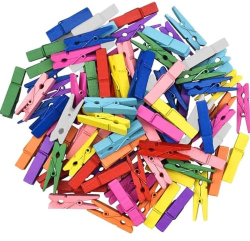 Mini Pinzas de Madera Colores 3,5CM – 120 Piezas para Fotos Tarjetas Manualidades Etiquetas Scrapbooking Decoración DIY