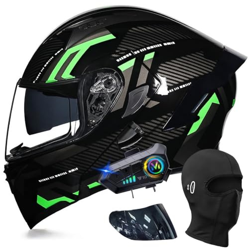 ACLFFSHOP Caschi da Moto Modulari Bluetooth, Casco da Moto a Doppia Visiera Integrale Omologato DOT/ECE, con Doppio Altoparlante e Microfono, per Adulti Uomini e Donne M~XXL