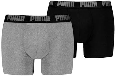 PUMA Everyday Basic Boxer 2p, Biancheria Intima Uomo, Grey Melange/Black - New, L