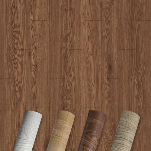 Selbstklebende Holzoptik Vinylboden, PVC Bodenbelag, Vinyl-Fußböden Bodenfliesen Wasserfest, Langlebig Designbelag für Wohnzimmer, Schlafzimmer, Büros 60x300cm Dunkle Walnuss