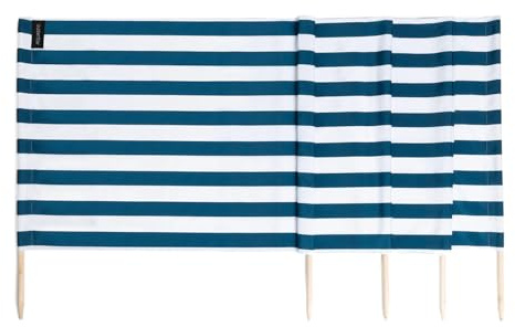 AQUASTIC Pare-Vent de Plage 4 m - Polyester avec piquets en Bois d'eucalyptus - 80 x 400 cm - Pliable avec Sac de Transport - pour la Plage et Le Camping