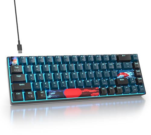 SbocKeeb Teclado Mecánico 60%,American QWERTY Layout 68 Teclas Teclado Gaming Retroiluminado RGB, Cableado PBT Keycaps, Compatible con PS5/PS4/Xbox