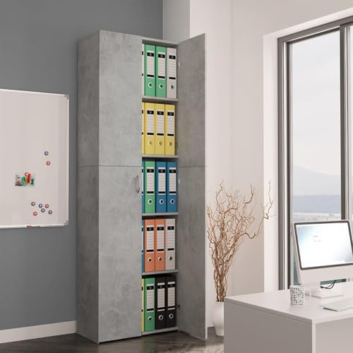 IKAYAA Aktenschrank Büroschrank Bücherschrank 2 Türen Mehrzweckschrank Hochschrank Bücherregal Aufbewahrungsschrank Lagerschrank Highboard Büro Schrank Wohnzimmer 60x32x190 cm
