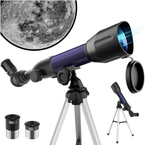 Télescope Astronomique Enfant, 360/50mm et 3X HD Lentille, Portable Réflecteur, Lunette Astronomiques, Observer des Etoiles, Lune, Enfants, pour Débutant, Cadeaux de Noël