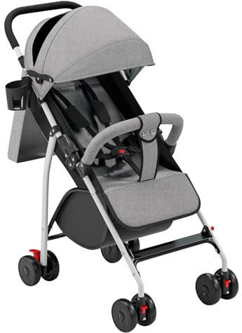 Poussette 3 en 1, Poussette Canne, Trio, Poussette Bebe, Landau Bébé, Accessoires, Adaptateurs Universels, Grandes Roues, 25kg, panier spacieux-C-gris