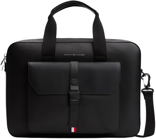 Tommy Hilfiger Th Foundation Computer Bag Am0Am13478, Sac d'ordinateur Homme, Black (Black), OS