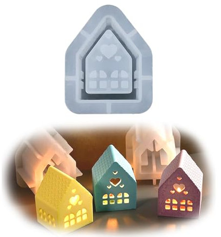 Stampi Silicone per Gesso e Colata Case, Stampo 3D per Orsetto Gelato, Casa e Candele Fai da Te