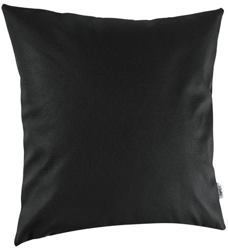 Kissenbezug Kunstleder Dekokissen Sofakissen Leder-Kissenbezüge Kissenhülle Kissen KUMO Schwarz 40x40cm ohne Füllung