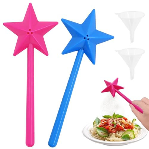 WeddHuis 2 Piezas Varita Mágica Salero Y Pimentero, Varita Mágica Estrellada Para La Cocina, Set De Salero Y Pimentero